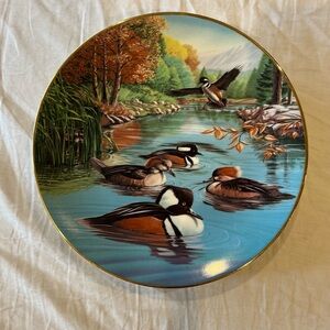 Decorative Plate with Ducks and Nature Scene